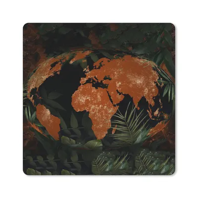 Produktbild von MuchoWow® Mauspad Mousepad Weltkarte - Pflanzen - Rot 20x20 cm - Mousepads - Maus Mat - Pad - Mausunterlage - Desk Mat - Bureauartikeln
