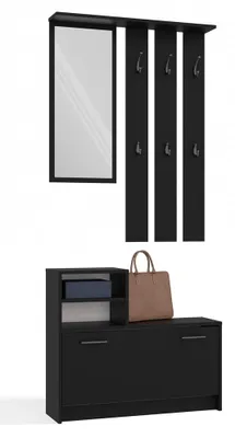 Produktbild von Garderobenset Diana Schwarz mit Spiegel und Schuhschrank