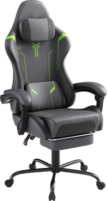 Produktbild von LZQ Bürostuhl Gaming Stuhl, Gaming Sessel Ergonomischer Gamer Stuhl mit Fußstütze, Kopfstütze & Lendenkissen, Gepolstert Gaming Chair, Weiß