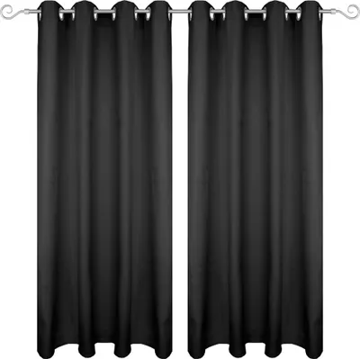 Image de Echarpe décorative Ellen Oeillets Opaque - Lot de 2 140x225 cm Noir