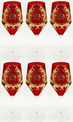 Obrázok produktu pre Pompöös by Casa Padrino luxusná sada pohárov na červené víno červená / zlatá Ø 8,7 x v. 20,3 cm - poháre na víno s 24-karátovým pozlátením - poháre na víno Pompöös navrhol Harald Glööckler