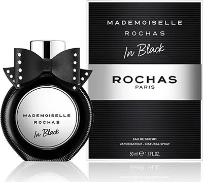 A perfume bottle and its packaging are displayed against a white background.