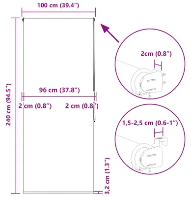 Produktbild von vidaXL Duschrollo 100x240 cm Stoffbreite 96 cm