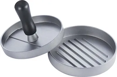 Obrázok produktu pre Praktický lis na hamburgery Intirilife v sivej farbe s priemerom 11,5 cm - Na grilovanie pri kempovaní doma a v reštauráciách