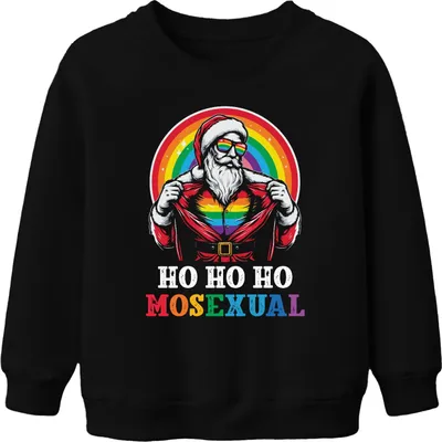 Obrázek produktu pro Ho Ho Ho Houal LGBTQ Santa - vánoční dárek Vánoční uni dětský vánoční svetr, černý, 116 ks