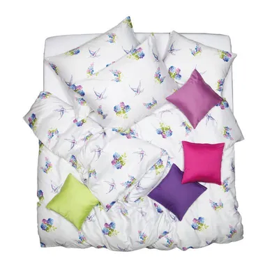 Obrázek produktu pro SCANquilt povlečení SATÉN DESIGN spring bílomodrofialová 100% dlouhovlákná česaná bavlna 140 x 200/70 x 90 cm