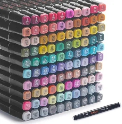 Produktbild von Famanu Kunststifte Set 100 Farben - Doppelte Spitzen, Fineliner und Marker mit Etui