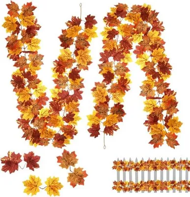 Produktbild von Herbstgirlande – Meerkleurig – 175 cm – Dekorativer Girlande aus Ahornblättern – Für Herbstdekoration