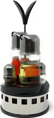 Image de Menage Distributeur de vinaigre et d'huile Verre Sel Poivre Set Acier inoxydable 209 Argent Verre Distributeur d'huile