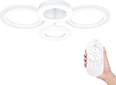 Produktbild von JOIEYOU LED Deckenlampe 60W Deckenleuchte mit Fernbedienung Moderne Schlafzimmerlampe Küchenlampe Deckenleuchten mit 4 Ring Dimmbar IP44 Wasserfest