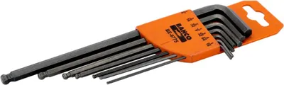 Produktbild von Bahco Winkelschraubendreher-Satz mit Kugelkopf, lange Ausführung phosphatiert, zöllig - 7-tlg.