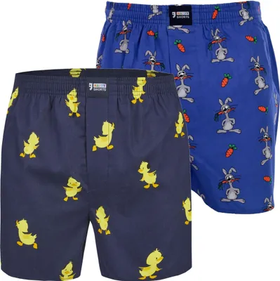 Produktbild von 2er Pack HAPPY SHORTS X Herren Boxershorts Shorts Boxer mit Suspens Küken Hase
