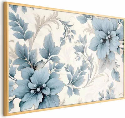 Produktbild von Posterpapier Poster - Turquoise Ornamental Retro Flowers 90x60 cm Blumen b-H-10011-ao-a