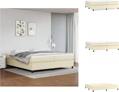 Zdjęcie produktu dla vidaXL Łóżko z materacem sprężynowym kremowe 200x200 cm imitacja skóry  - Łóżka i ramy łóżek
