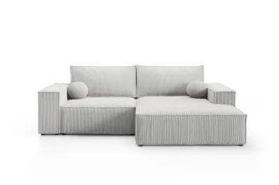 Produktbild von 3 Sitzer Ecksofa in L-Form ANTONIO MINI NOVU, Ottomane rechts/links, Schlaffunktion & Bettkästen, Eckarniutur, Cordbezug in Grün