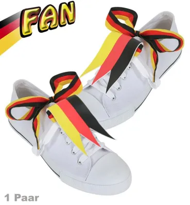 Produktbild von Schuh-​Fahne "FAN" mit Schnürsenkel, Deutschland, WM, EM, schwarz-​rot-gold