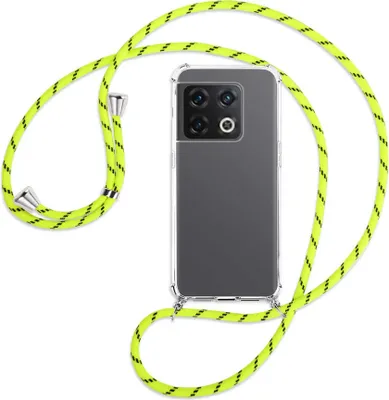 Produktbild von Handykette Backcover-Schutzhülle mit Band (Metall silberfarben) für OnePlus 10 Pro 5G - neongelb
