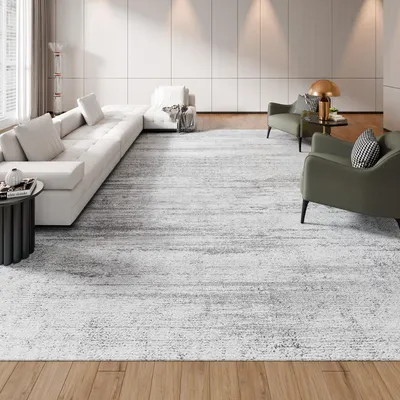 Obrázok produktu pre Koberec do obývačky - Krátky vlas koberca - Rozmer 305 x 427 cm - Umývateľný - Protišmykový - Moderný dizajn - Jednoduchá údržba - Do obývačky, spálne, detskej izby, chodby - Sivý