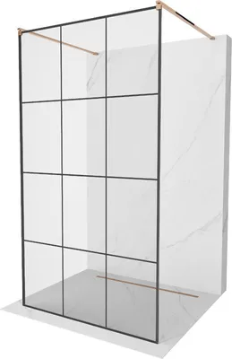 Produktbild von Mexen Kioto freistehende Duschwand 110 x 200 cm, Transparent/Schwarzes Design 8 mm, Rosa Gold - 800-110-002-60-77