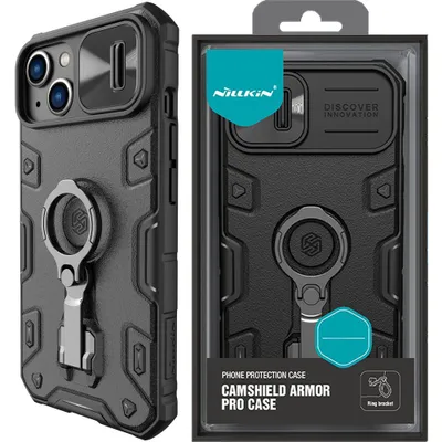 Produktbild von Nillkin CamShield Armor Pro Case iPhone 14 Plus Panzerhülle mit Kameraabdeckung, Ringständer, Schwarz