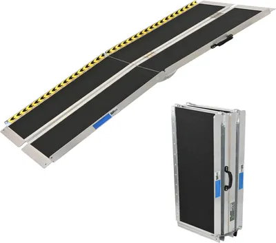 Produktbild von TRUTZHOLM Rollstuhlrampe 183 cm Traglast 272 kg Alu 2-fach klappbar Friktionsbeschichtet Kofferrampe