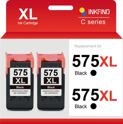 Produktbild von INKFIND 575XL Tintenpatrone kompatibel mit Canon575 Canon 575 Canon PG-575 PG-575XL Hohe Kapazität / 2er-Pack Schwarz