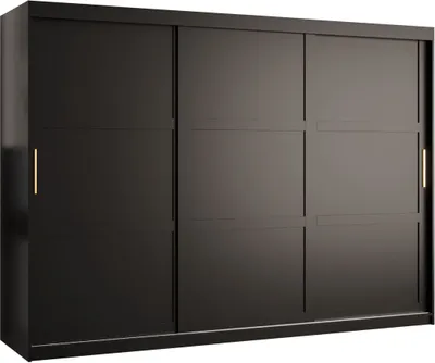 Produktbild von MIRJAN24 Kleiderschrank Riflo Ramiro 1 250, Schwebetürenschrank mit zwei Kleiderstangen, Garderobe (Farbe: Schwarz, Größe: 250 cm)