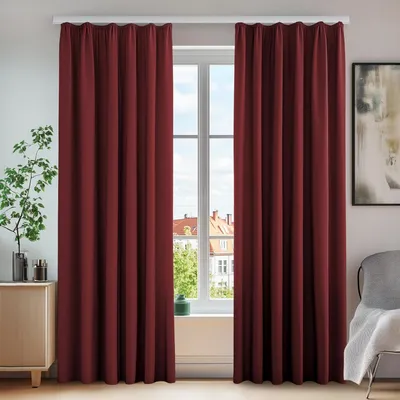Immagine prodotto di Tende oscuranti a drappeggio, termiche, 175x140 cm, rosse, set di 2