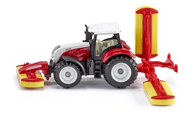 Productafbeelding van Siku Steyr met Pöttinger maaiwerk; bouwjaar 1972