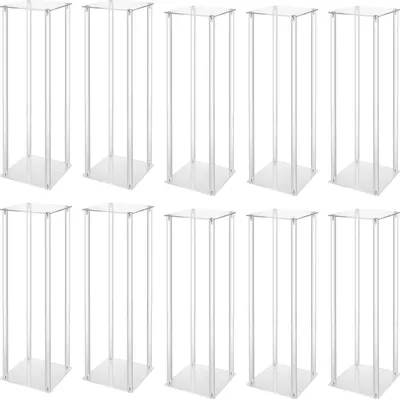Produktbild von Blumenständer aus Acryl - Säulenständer/Vasenhalter - Höhe 60 cm - Hochzeits-Centerpiece - Geometrisches Design - Set mit 10 - Größe M - Transparent