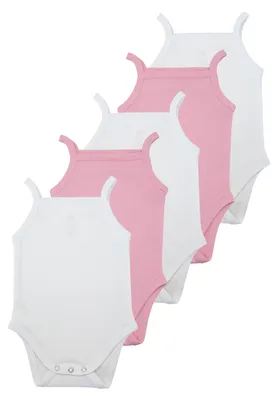 Produktbild von Babybody Tanktop 5er Set – Baby Body Erstausstattung Neugeborene, 100 % Baumwolle, Mädchen Set, Gr. 62