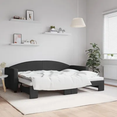 Image de vidaXL Lit de jour extensible Noir 80x200 cm Tissu