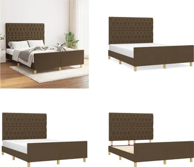 Produktbild von vidaXL Bettgestell mit Kopfteil Dunkelbraun 140x200 cm Stoff - Bettgestell Mit Kopfteil - Bettgestelle Mit Kopfteile - Bettgestell - Bett Mit Kopfteil