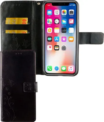 Produktbild von Apple iPhone XS Handy Hülle Schutz-Tasche Cover Flip-Case Kartenfach Schwarz
