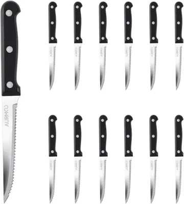 Obrázok produktu pre Steakové nože 12-dielne, nehrdzavejúca oceľ, zúbkované, pre gril
