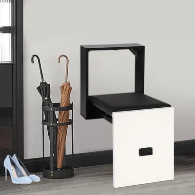 Produktbild von Klappbarer Wandsitz - Flur/Schuhanziehhocker - Wandmontage - Platzsparend - Tragkraft 150 kg - Minimalistisches Design - Schwarz