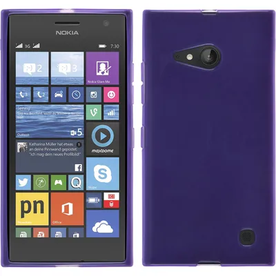 Produktbild von PhoneNatic Case kompatibel mit  Nokia Lumia 730 - lila Silikon Hülle transparent + 2 Schutzfolien