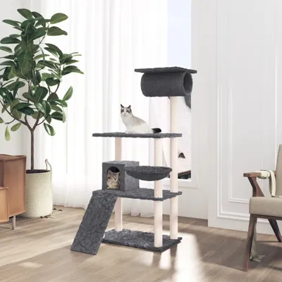 Produktbild von Kratzbaum mit Sisal-Kratzsäulen Dunkelgrau 131 cm , Kratzbäume Design 2024