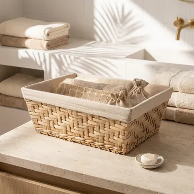 Image de COMPACTOR - Panier de rangement naturel taille L - 43.5 x 34 x H.16.5 CM - Beige