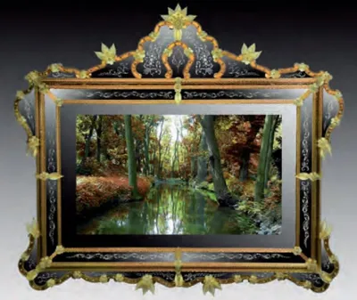 Produktbild von Casa Padrino Luxus Barock Spiegel Gold / Grün - Prunkvoller Wandspiegel im Venezianischen Stil mit integriertem 52 Zoll TV - Hotel Möbel - Barock Möbel - Luxus Möbel im Barockstil -  Italy