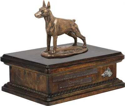 Produktbild von Dobermann I urne in Hundeasche, personalisierte Urne mit Statue, Holzurne mit Hund von Art-Dog