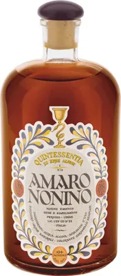 A bottle of Amaro Nonino on a white background.