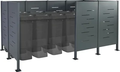 Immagine prodotto di Recinzione per cestini portarifiuti HWC-J55, recinzione per cestini portarifiuti, 151x326x166 metallo ~ antracite