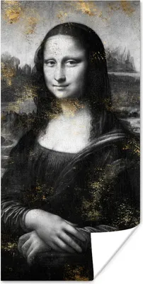 Produktbild von MuchoWow® Poster Mona Lisa - Gold - Schwarz 60x120 cm - Wandschmuck