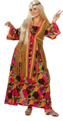Produktbild von Wilbers langes Hippie Kostüm 44 - 56 Damenkostüm 70ties Gr. 48 - XL