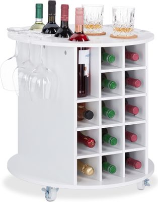 relaxdays Weißes Weinregal auf Rollen