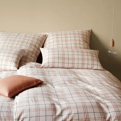 Produktbild von elegante Soft-Flanell-Bettwäsche-Garnitur Livingston Farbe Creme-Terra Größe 155x220+80x80 AL