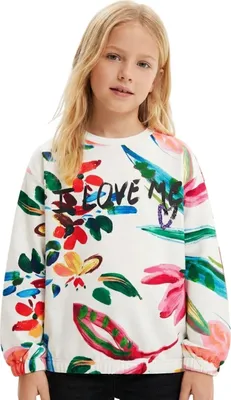Produktbild von Desigual Lia Mädchen Sweatshirt weiß mit Blumen 158