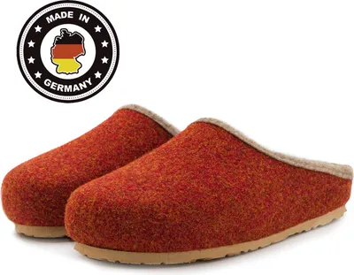 Produktbild von PANTOFFELMANN Filzclogs mit Fußbett warme Filzhausschuhe Filzpantoffel Herren Damen Filz Clog Hausschuhe rost 40