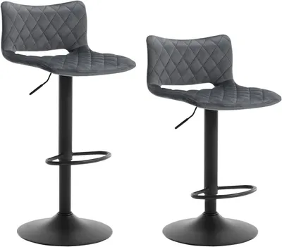 Produktbild von WOLTU 2er Set Barstühle höhenverstellbar drehbar, Rückenlehne, Samt, dunkelgrau